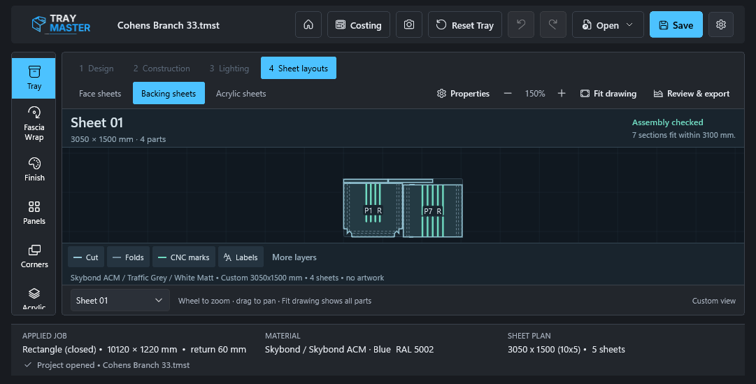 Cohens — backing layout — The backing layout for the Cohens fascia, shown in the current app.